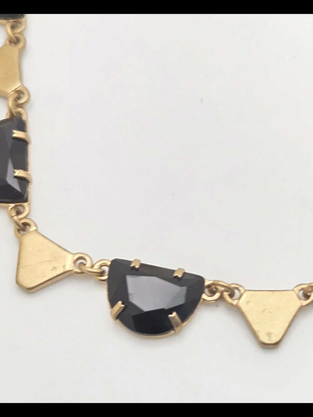 Madewell NWT Black Faceted Half-Moon Statement Necklace Gold Tone 19” - Picture 14 of 16
